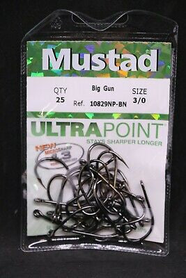 big gun fishing hooks Mustad Big Gun J Hooks 10829NP-BN 25 Pack