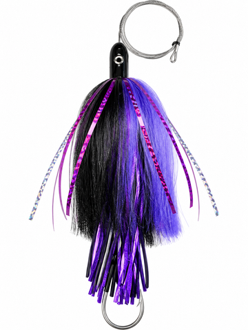 RIGGED How Ya Reelinander Wahoo Lure - Black Head - Purple/Black - Purple/Silver Flash