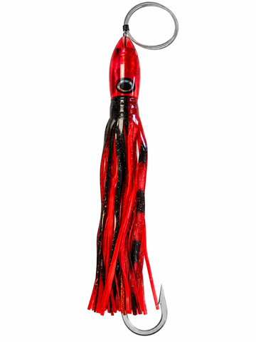 RIGGED Moyes Lures Large Ono Bullet - Red Head - Red/Black Skirt