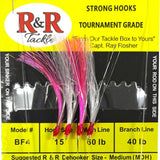 R&R BF4 Bait Rig - 4 (size 15) hooks with hot pink/white nylon feathers