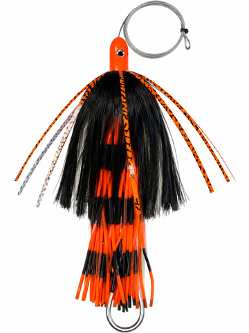 RIGGED How Ya Reelinander Wahoo Lure - Orange Head - Black - Orange/Silver Flash