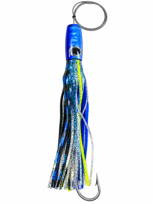 RIGGED Moyes Lures XL - Blue Head - Blue/Silver Skirt