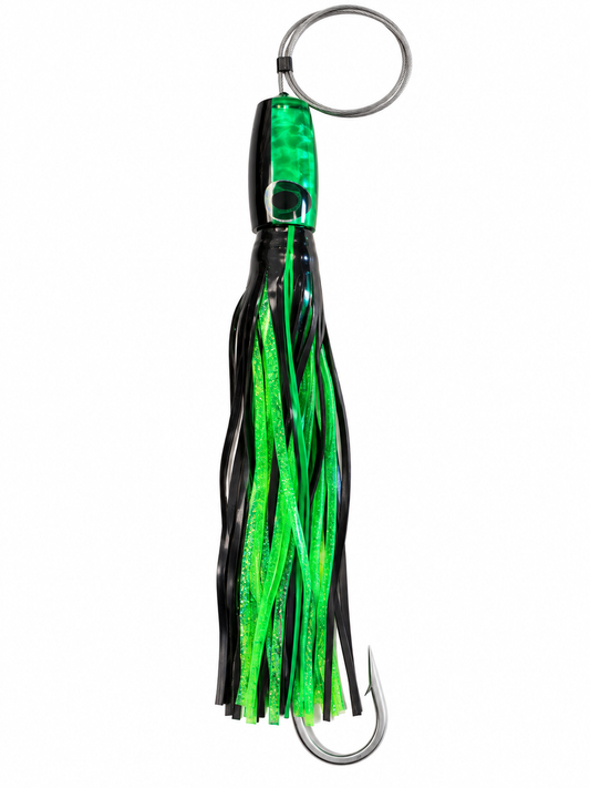 RIGGED Moyes Lures XL - Green Head - Green/Black Skirt