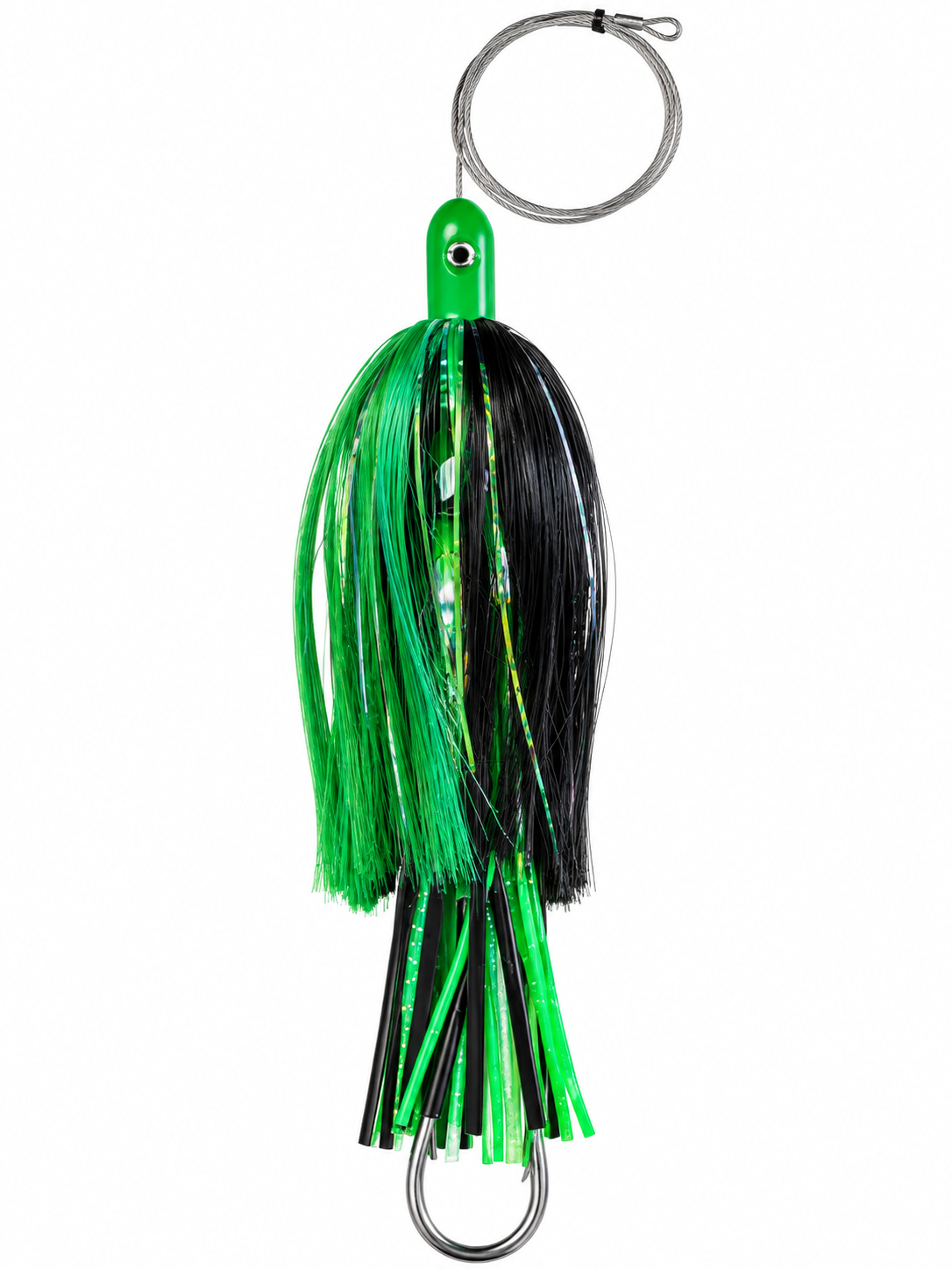 RIGGED How Ya Reelinander Wahoo Lure - Green Head - Green/Black - Green Flash