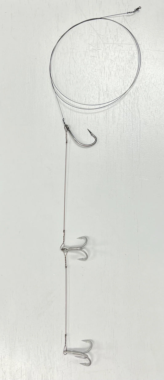 Titanium Double Flat Rig (10pk):   #8 Trace Wire  /  Mustad J-Hook  /  St-66 (Treble)