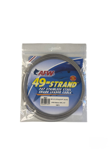 AFW 49 Strand Steel Leader Cable - 30 ft Coil - 480 lb Test - Bright