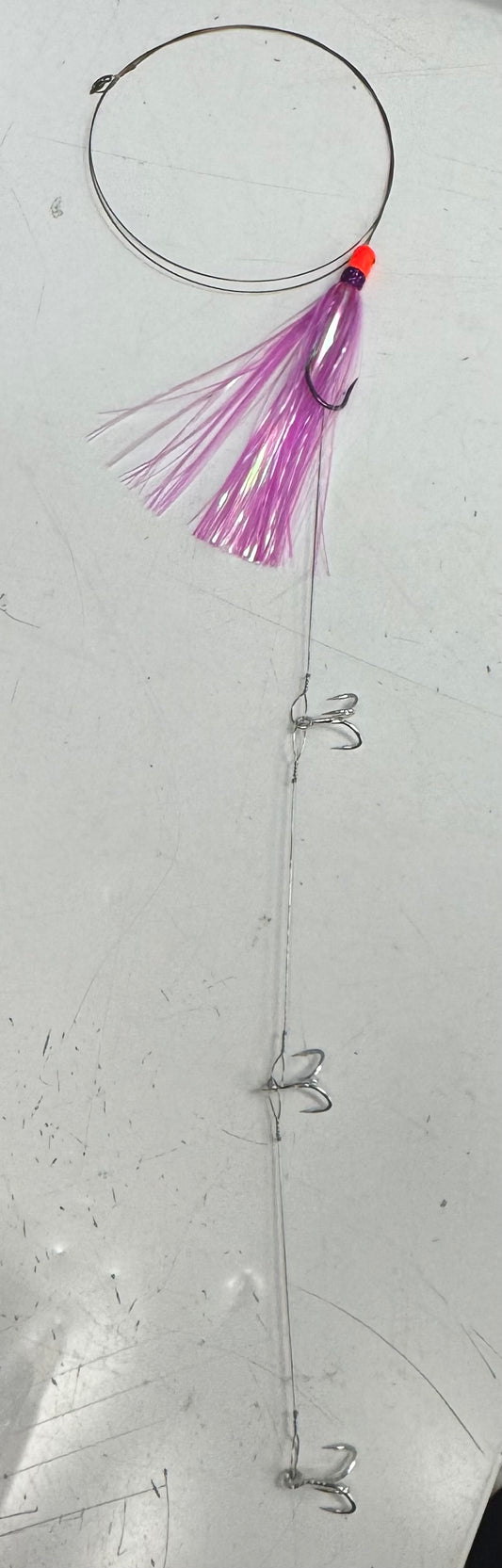 Ribbon Fish Rig #8 Main Wire #8 Trace Wire 4/0 J Hook #4 BKK Treble Hook w/ Weighted Skirt