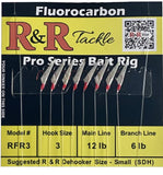 R&R Pro Series Bait Rigs RFR3 Size 3 Hooks 8 Red Hooks with Fish Skin & Red Heads