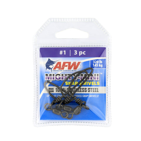 AFW Mighty Mini Stainless Steel Snap Swivels, Size #1, 320 lb, Gunmetal Black, 3 pc