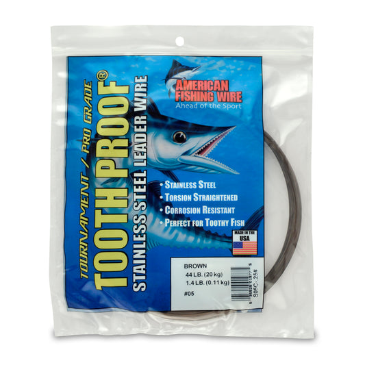 American Fishing Wire Brown Camo Tooth Proof Stainless Steel Single Strand Leader Wire