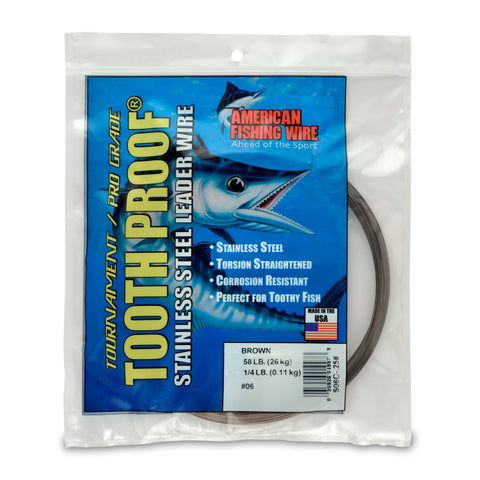 American Fishing Wire Brown Camo Tooth Proof Stainless Steel Single Strand Leader Wire