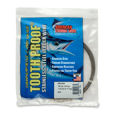 American Fishing Wire Brown Camo Tooth Proof Stainless Steel Single Strand Leader Wire