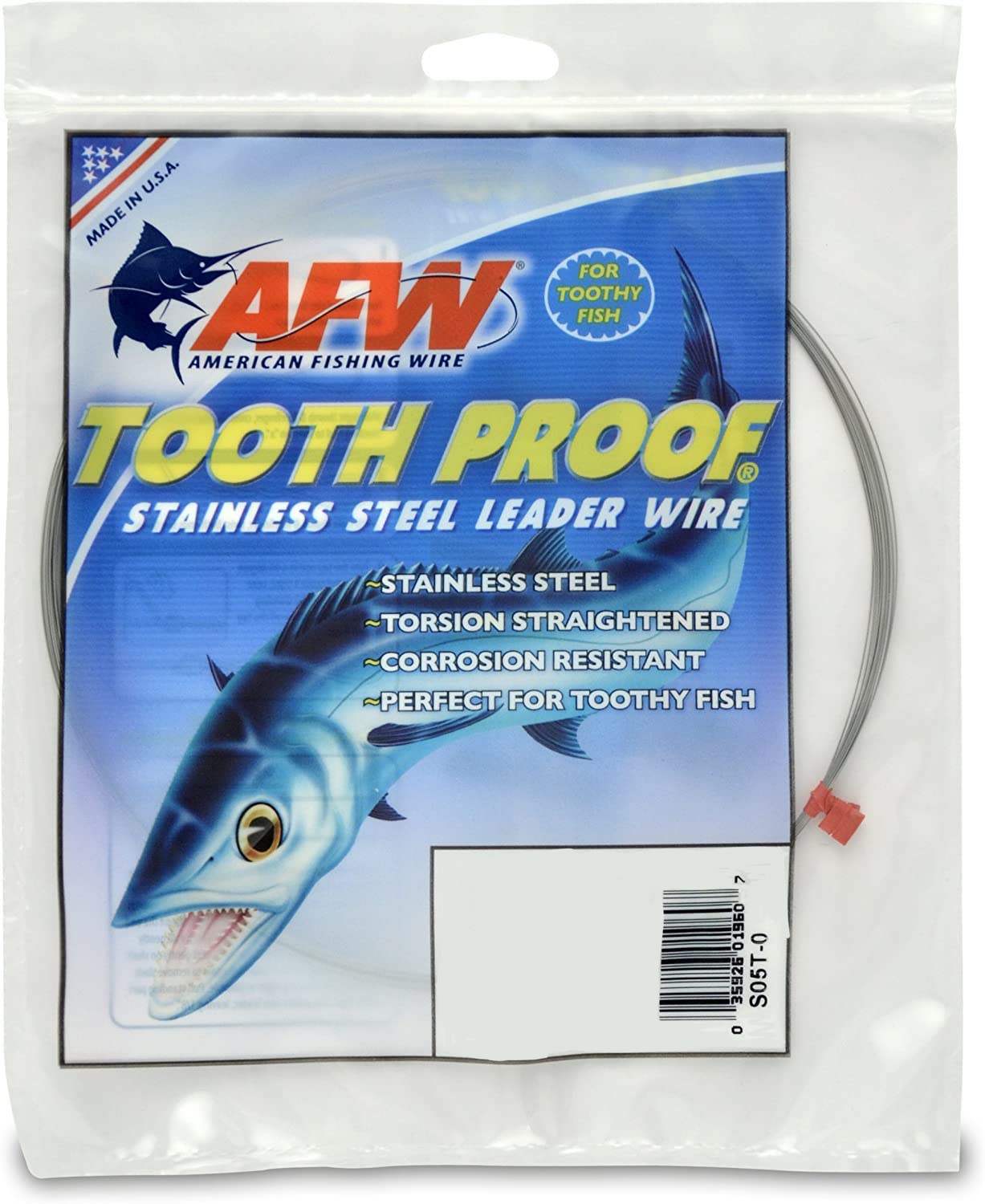American Fishing Wire Bright Tooth Proof Stainless Steel Single Strand Leader Wire