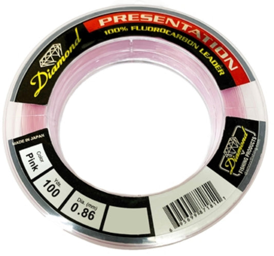 Diamond Pink Fluorocarbon Leader 100yd