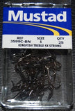 Black Mustad Kingfish Treble 3599C-BN 25 Pack